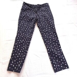 Davina Navy Floral Print Skinny Pants Size 6R Mid Rise Slim Leg Work Casual